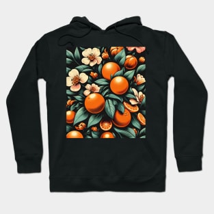 Orange Floral Illustration Hoodie